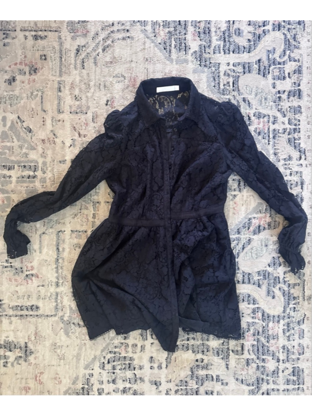 Women's Rachel Parcell Black Lace Long Sleeve Dress XL